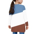 thumbnail image 5 of MKOSPLRT 5-14 Years Girls Color Block Print Long Sleeve Open Front Cardigan Casual Button Down Knee Length Coat with Pockets, 5 of 7