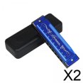 thumbnail image 1 of 2xHarmonica Deluxe Armónica Diatónica Armónica Regalos Órgano Bucal Profesional Azul, 1 of 8