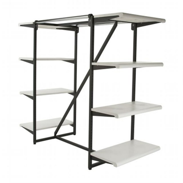 Econoco K411 - Cadre à Double Rail de Suspension avec Étagères de 8-24 Pouces Tube Carré 1 Po - Blanc
