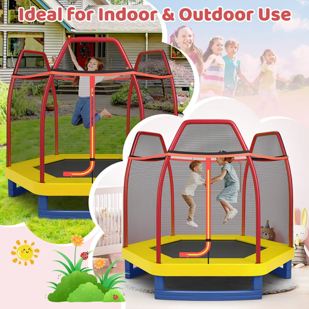 Spaco 7 Feet Kids Recreational Bounce Jumper Trampoline-Red, Bounce Trampoline for Outdoor as Garden, Park