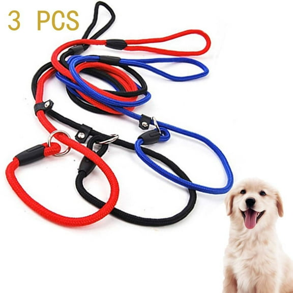 Cheers.US 3 PCSPet Dog Nylon Rope Training Leash Slip Lead Strap Adjustable Traction Collar,Convenient,Durable for Party, Daily Wear, Traveling