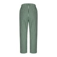 thumbnail image 5 of Wutalume Women's Checkered Straight Leg Pants - Elastic Waist Casual Trousers, Loose Fit Plaid Pattern for Daily Wear,Green M, 5 of 6