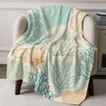 thumbnail image 3 of Throw Blanket for Couch Teal Orange Starfish Shell Soft Fleece Flannel Blankets Cozy Lightweight Blanket for Home Sofa Living Room Ocean Coral Bed Throws 40" x 50", 3 of 9