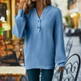 thumbnail image 6 of Otntypg Waffle Knit Sweatshirts for Women Loose Fit Casual Athletic Long Sleeve Button V Neck Henley Shirts Trendy Oversized Baggy Tunic Tees Pullover Tops Blue M, 6 of 10