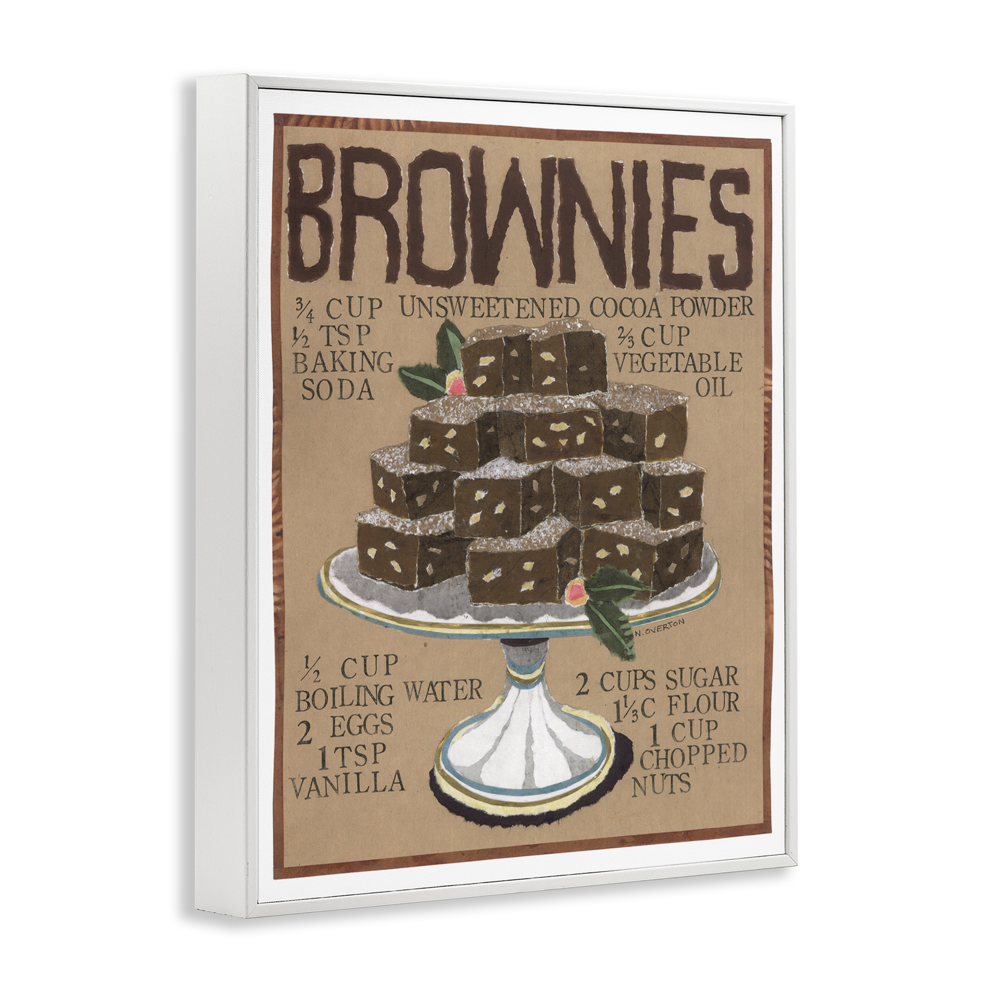 Stupell Industries Brownie Platter Recipe Food & Beverage Painting White Framed Art Print Wall Art, 24 x 30