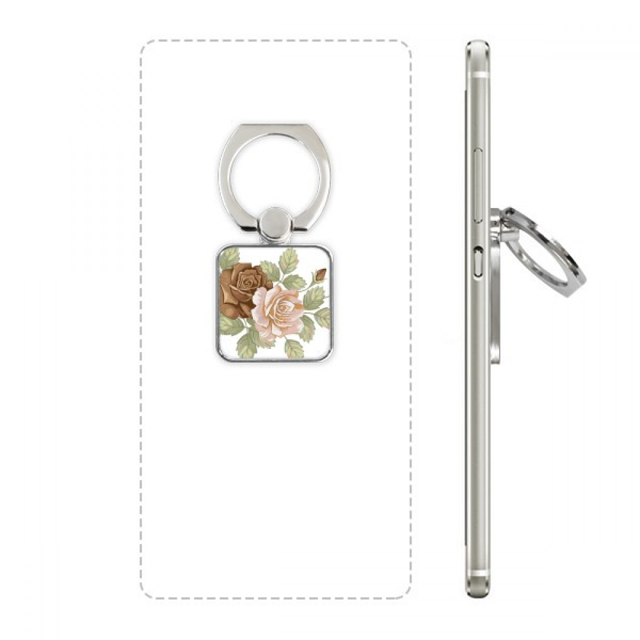 support Universel pour Téléphone Portable Carré avec Motif de roses Blanches