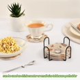 thumbnail image 5 of Yayeee 6 PCS Drink Coasters with Holder Set Woven Absorbent Round Tabletop Hot Pad, Fall Coffee, 5 of 7