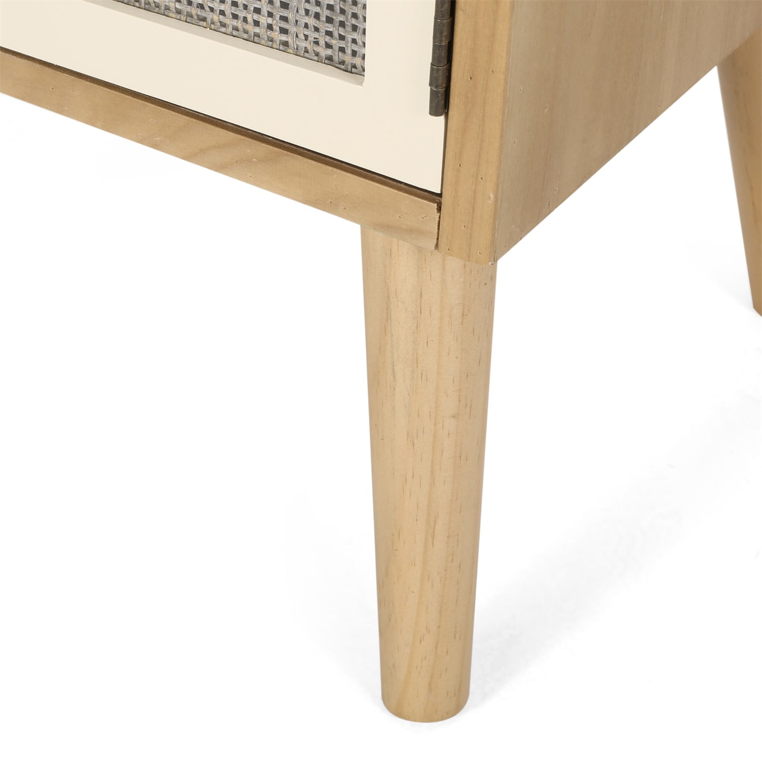 Kadyn Contemporary End Table, Bedside Table with Hutch and Door, Bedside End Table for Living Room, Natural and White Kadyn Contemporary End Table, Bedside Table with Hutch and Door, Bedside End Table for Living Room, Natural and White