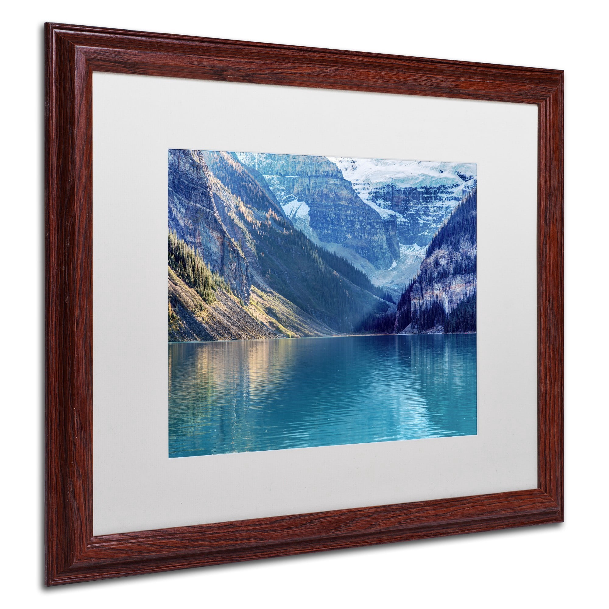 Trademark Fine Art 'Lake Louise Sunlight' Canvas Art by Pierre Leclerc, White Matte, Wood Frame
