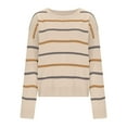 thumbnail image 4 of Yangnuo Womens Trendy Casual Striped Cozy Sweaters 2025 Women's Long Sleeved Round Neck Knitted Sweater Pullover Sweater, 4 of 5