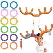 AirSMall Inflatable Reindeer Antler Hat Set of 2 Ring Toss Game for Christmas Party Holiday Family Kid Toy
