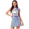 thumbnail image 2 of Aislor Women's Alien Astronaut Fly Sleeve Metallic Shiny Dress Galaxy Traveler Space Warrior Costume Silver XL, 2 of 7
