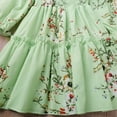 thumbnail image 5 of KkSLirnhs Infant Girls Clothes New Printed Long Sleeve Floral Pattern Round Neck Long SleevedDress Green 100, 5 of 7