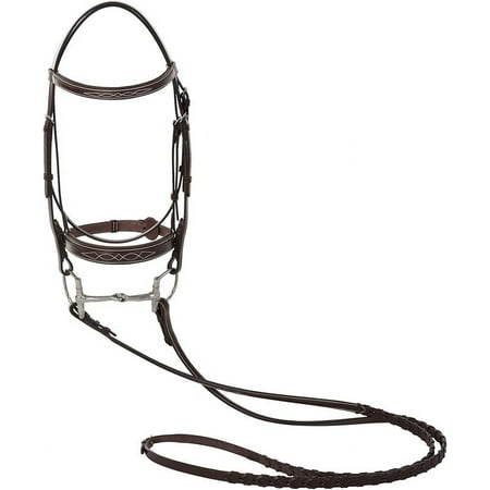Huntley Equestrian Fancy Stitched Sedgwick Leather Padded Bridle with Reins (Sedgwick Australian Nut Full)