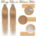 thumbnail image 3 of SEGO Blonde Tape in Hair Extensions 100% Real Remy Human Hair Long Straight Silky Thick Hair Gold Hair Acessories Black/Pink/Purple/Red Hair, 3 of 9