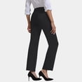 thumbnail image 3 of Women's Stretchy Bootcut Work Pants - High Waisted Slim Fit with Side Pockets, Black Size L, 3 of 5