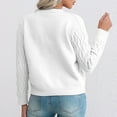 thumbnail image 4 of Womens Casual Long Sleeve Button Up Cable Knit Cardigan Light-Weight Crewneck Button Down Sweaters for Women White L, 4 of 10