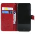 thumbnail image 6 of iPhone SE Case 2022/2020, iPhone 7/ 8 Wallet case, Allytech Pretty Retro Embossed Butterfly Flower Design PU Leather Book Style Wallet Flip Case Cover for Apple iPhone SE 2022/2020 - Red, 6 of 6