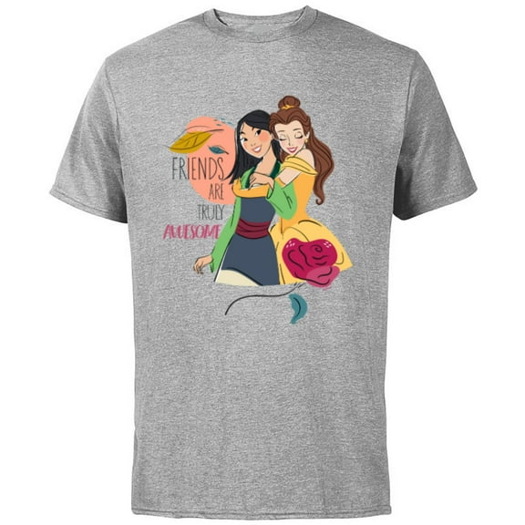 Disney Princess Mulan and Belle Friends are Truly Awesome - Short Sleeve Cotton T-Shirt for Adults - Customized-Athletic Heather