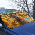thumbnail image 3 of Xoenoiee Deer Butterfly Sunflower American Flag Print All-Season Car Windshield Cover Heavy-Duty Frost Cover for Snow/Sun/Dust/Rain, Car Shield Outdoor Accessories Fits SUVs Trucks, 3 of 7
