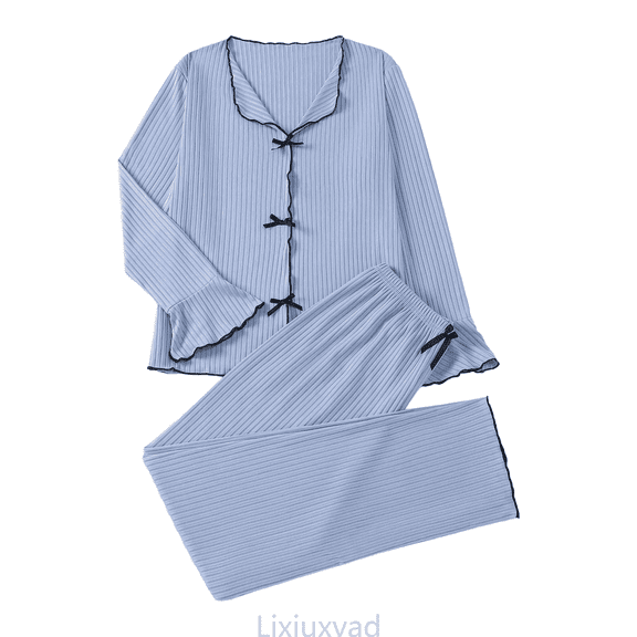 Lixiuxyad Soft Pajama Long Sleeve Top With Comfortable Pants Breathable Loungewear For Cozy Sleep And Relaxing At Home Womens Sleepwear L