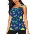 thumbnail image 2 of Picia Dinosaur In Space Pattern Women's Workout Tank Top,Breathable Activewear,Slim Fit Athletic Top,Versatile Workout Moisture-wicking top-Large, 2 of 9