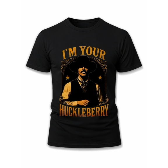 Greenink Doc Holliday: Your Huckleberry men's graphic t shirts black funny casual Hip-hop street style Casual Unisex Shirt Graphic Tee tshirts