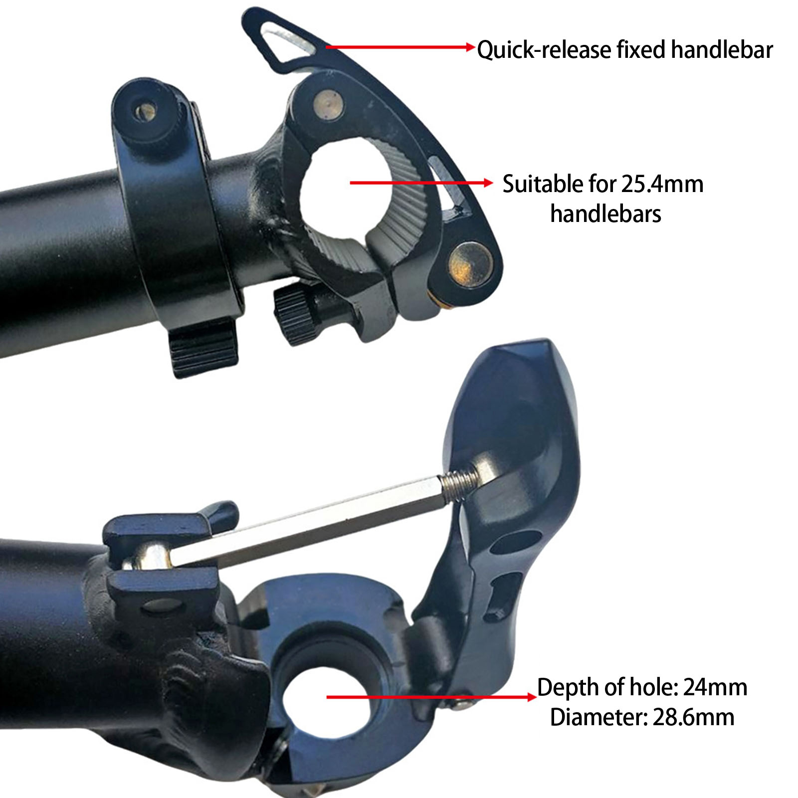 Adjustable Folding Bike Lightweight Aluminum Alloy Telescopic Steering Rod for Mountain Bikes, Quick Release