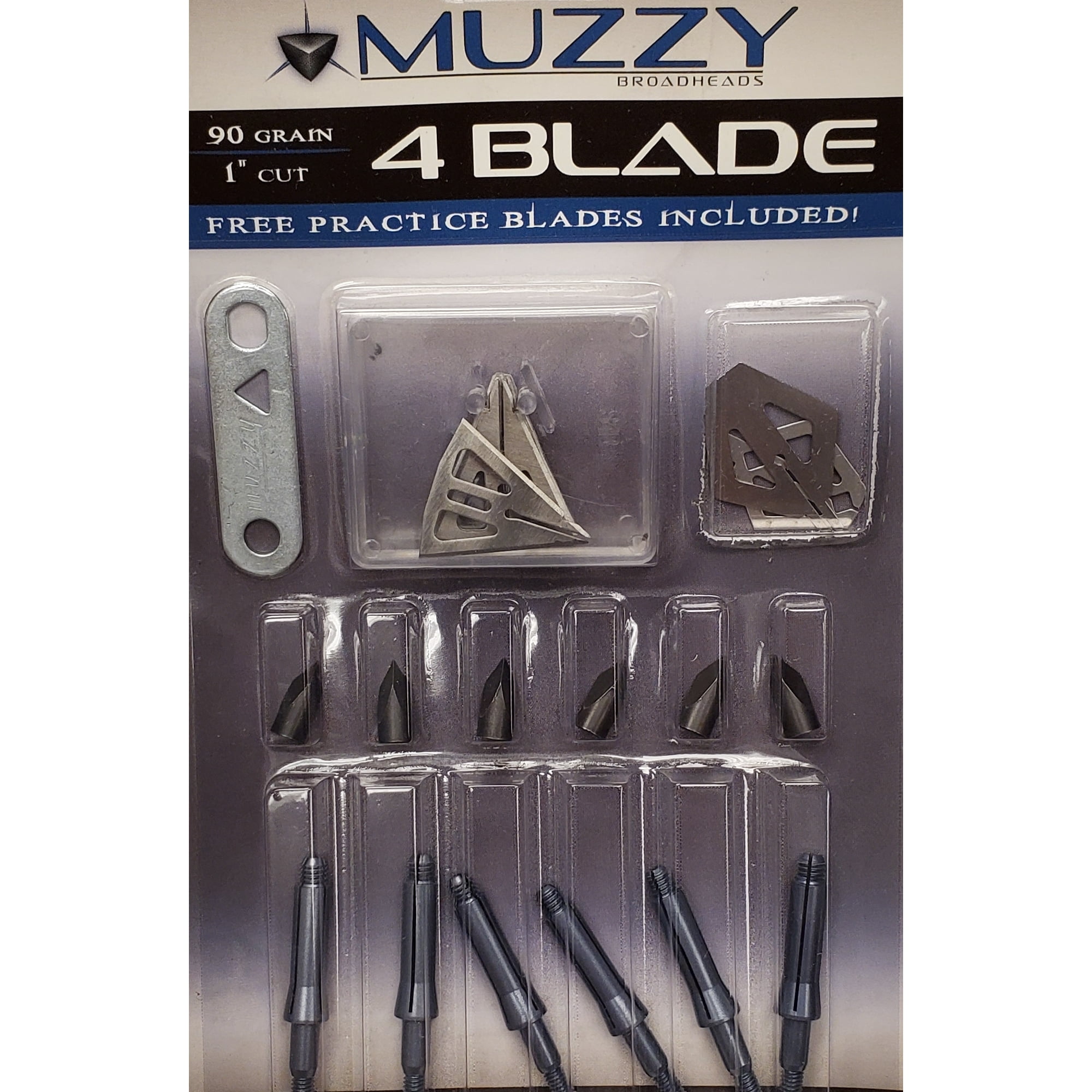 Muzzy Broadheads 4-Blade Fixed Blade Broadhead 6 Pack 90 Grain Model # 205  - Walmart.com