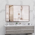 thumbnail image 2 of Xukmct 60"x40" Rectangle Vanity Mirror Brown Aluminum Frame Decorative Wall Mirror for Bathroom, Living Room, Bedroom, 2 of 10