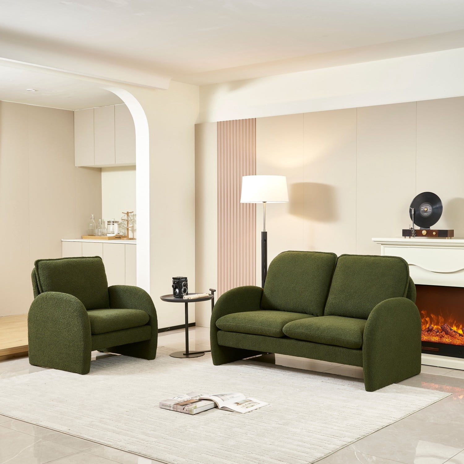 Gewnee 59" Loveseat Sofa Small Couch for Living Room, Sherpa Fabric Upholstered Loveseat Sofa Couch, Small Loveseat Sofa for Apartment, Bedroom