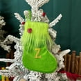 thumbnail image 2 of Green Christmas Stockings with Initials, 7" Knit Monogram Christmas Stockings with Golden Letter, Personalized Christmas Stocking for Christmas Tree Fireplace Home Decor, 2 of 5