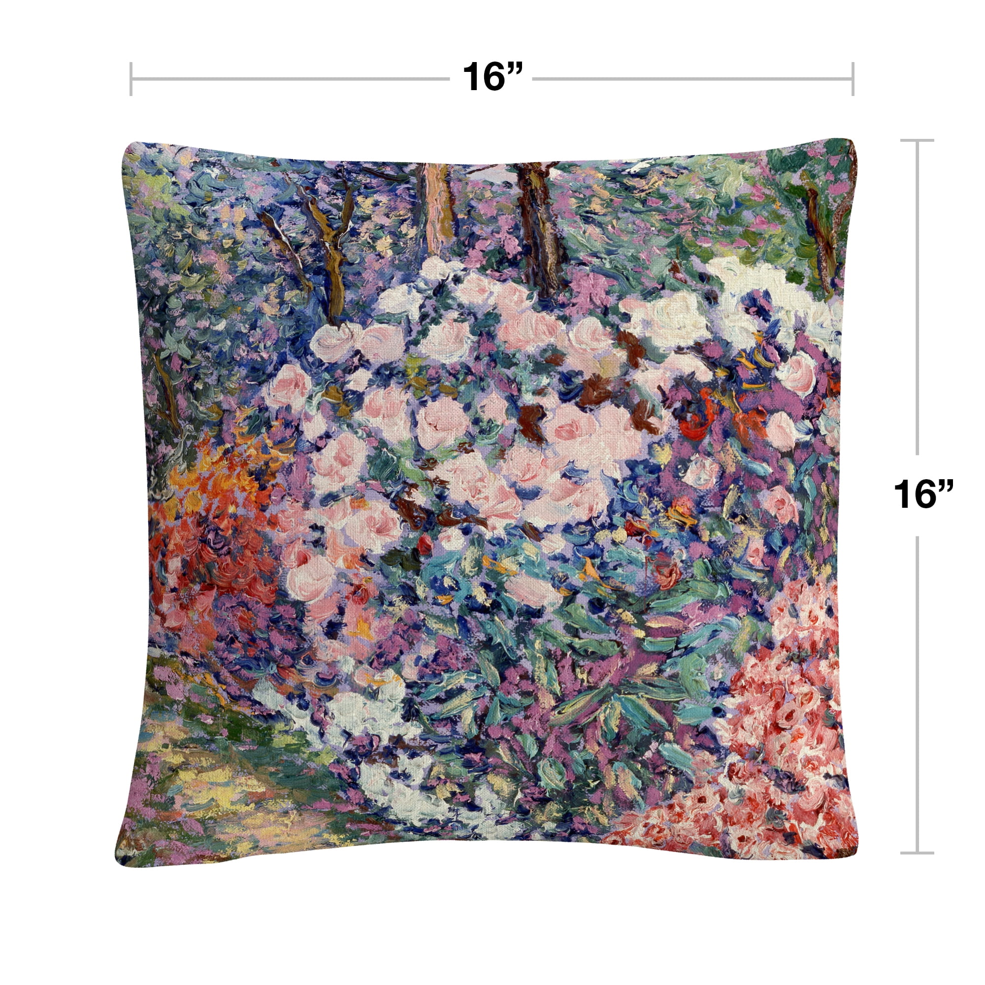 Flowers In The Forest' Pink Abstract By Masters Fine Art 16 X 16 Decorative Throw Pillow
