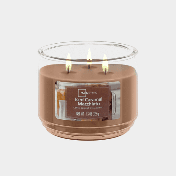 Mainstays 3-Wick Scented Glass Jar Candle, Iced Caramel Macchiato, 11.5oz.