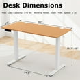 thumbnail image 3 of Gymax 48'' x 24'' Electric Standing Desk w/ 3 Memory Height Settings 2 Hanging Hooks Natural, 3 of 10