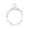 thumbnail image 2 of Angara Japanese Akoya Cultured Pearl Interlaced Shank Engagement Ring in 14K White Gold for Women | June Birthstone Jewelry for Her, 2 of 8