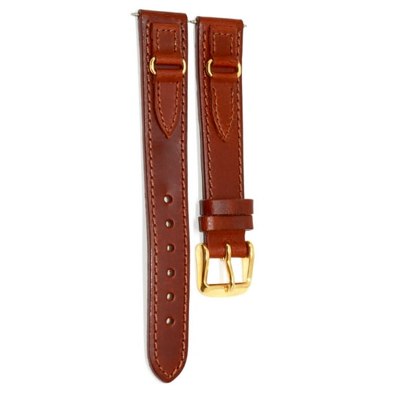 16MM BROWN OILED STITCHED LEATHER WESTERN STYLE WATCH BAND STRAP