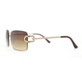 thumbnail image 3 of Women Rhinestone Jewel Rimless Rectangle Metal Rim Sunglasses Gold - Brown, 3 of 4