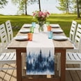 thumbnail image 4 of Spring Blue Forest 120 Inch Table Runner, Watercolor Tree Abstract Art Farmhouse Dresser Scarf Cotton & Linen Tablerunner for Dining/Kitchen Island/Holiday Party Décor 13" x 120", 4 of 9
