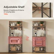 Bestier 60 5-Tier Kitchen Bakers Rack with 3 Outlets 8 S-Hooks Microwave Cart in Rustic
