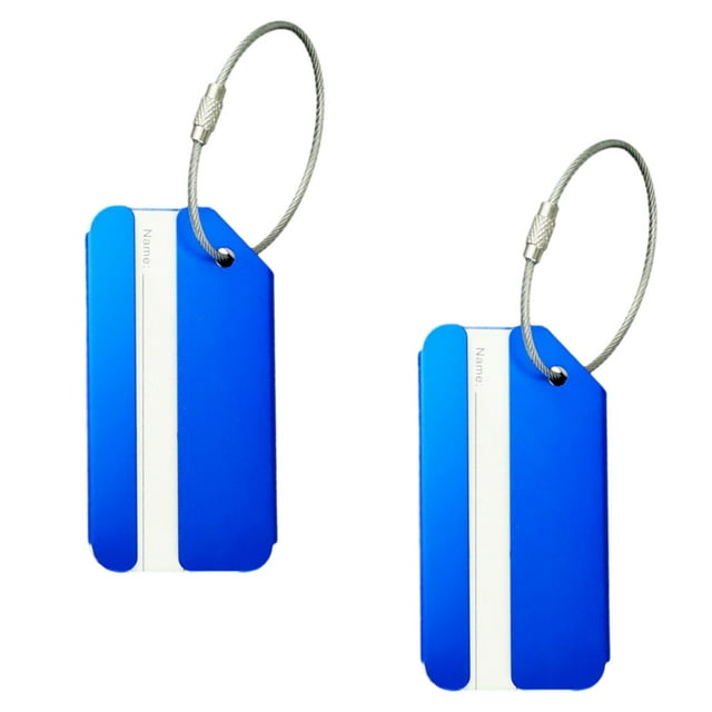 Paquete de 2 etiquetas de equipaje de aluminio, soportes de etiquetas de equipaje para equipaje de viaje
