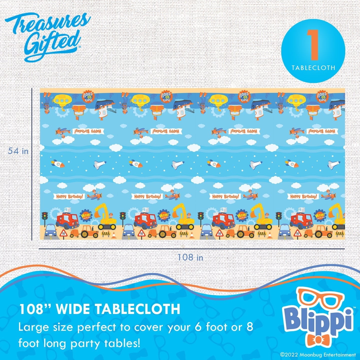 Blippi Vehicle Party Tableware Deluxe Set for 16 Guests
