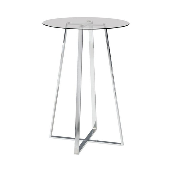 Coaster Company Zanella Round Glass Pub Table, Chrome