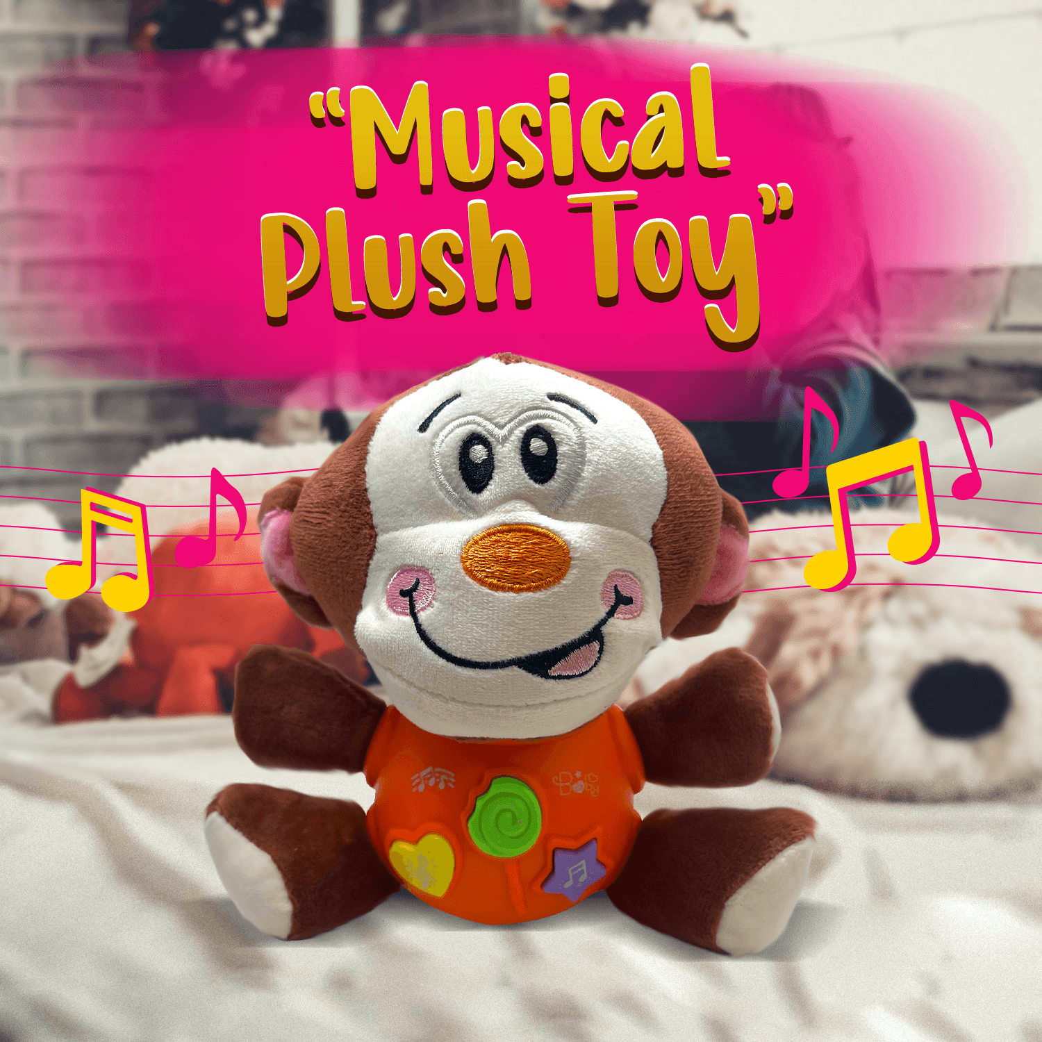 Petal Plush Monkey Musical Baby Toys for Newborn Baby Toys for 0 3 6 9 12 Month Baby, Cute Stuffed Aminal Light Up Baby Musical Toys for Infant Babies Boys & Girls Toddlers 0 to 36 Months