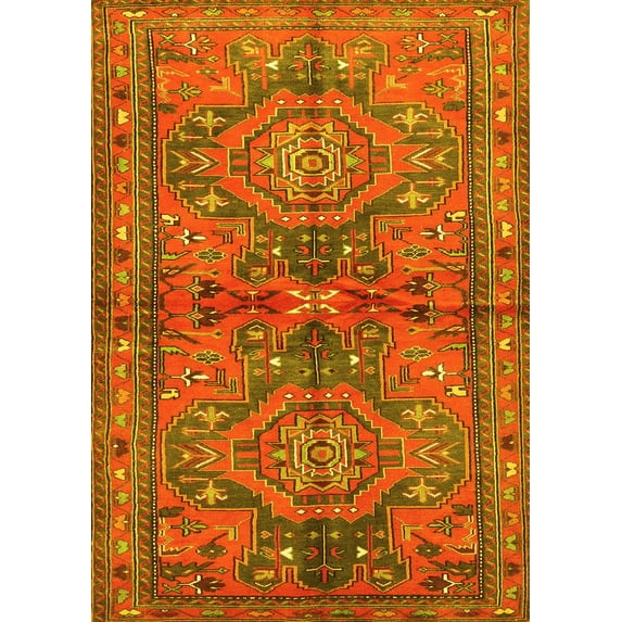 Ahgly Company Indoor Rectangle Persian Yellow Traditional Area Rugs, 4' x 6'