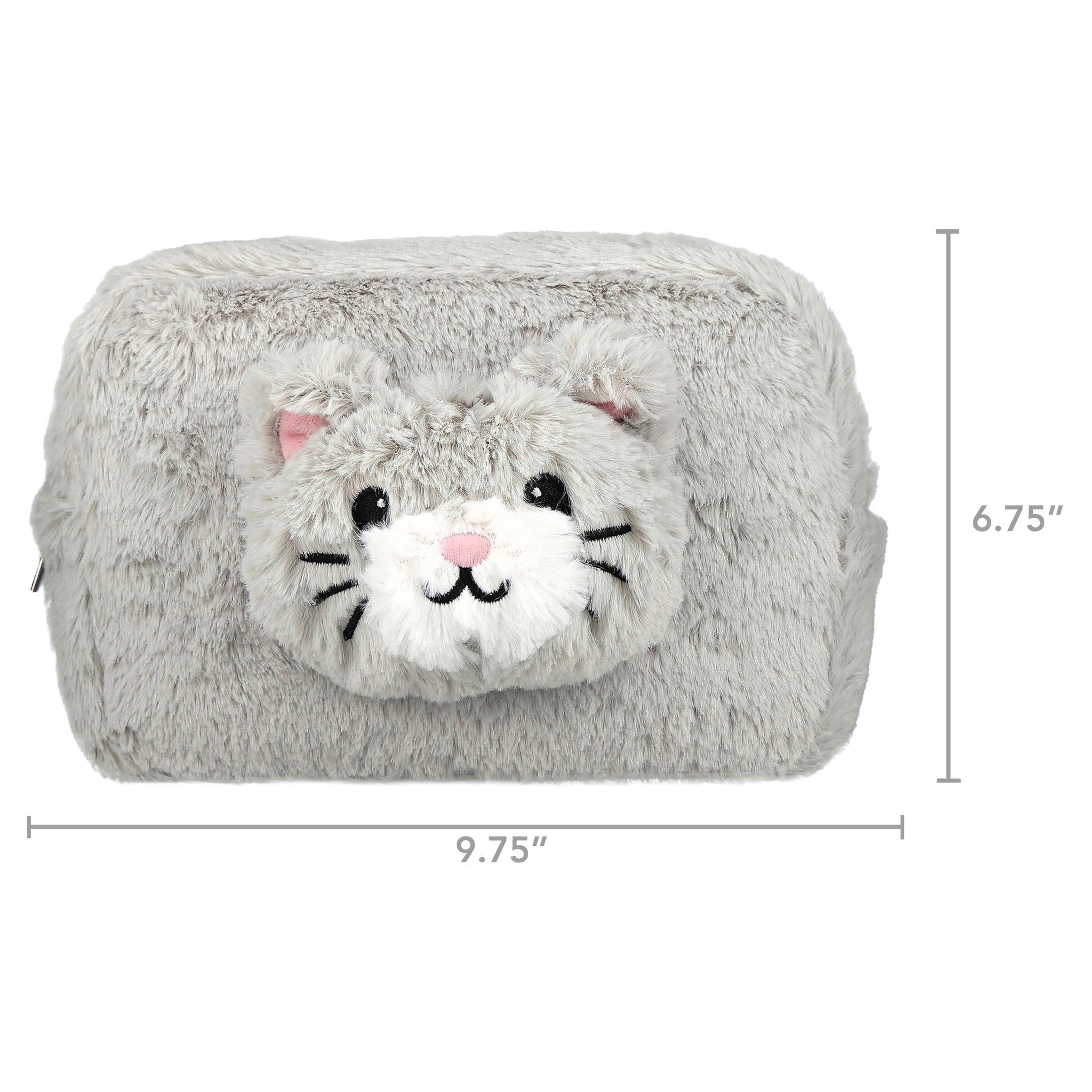 Pen + Gear Faux Fur Cat Pencil Pouch, Grey, Educational Level: Perfect for Students of All Ages--Elementary, Middle School, High School, College, and Adult Professionals