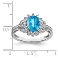 thumbnail image 2 of Sterling Silver Rhodium Diam. & Oval Checker-Cut Blue Topaz Ring - Size 7, 2 of 2