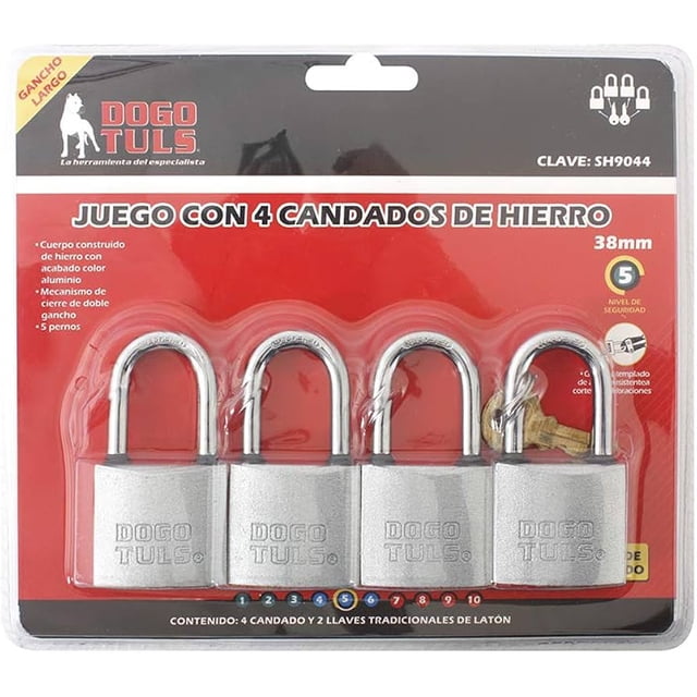Juego 4 Candados Hierro Gancho Corto 38 mm DOGOTULS SH9018