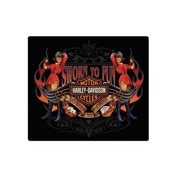 Harley-Davidson Sworn To Fun Babes Embossed Tin Sign, 15 x 13 inches - Black, Harley Davidson