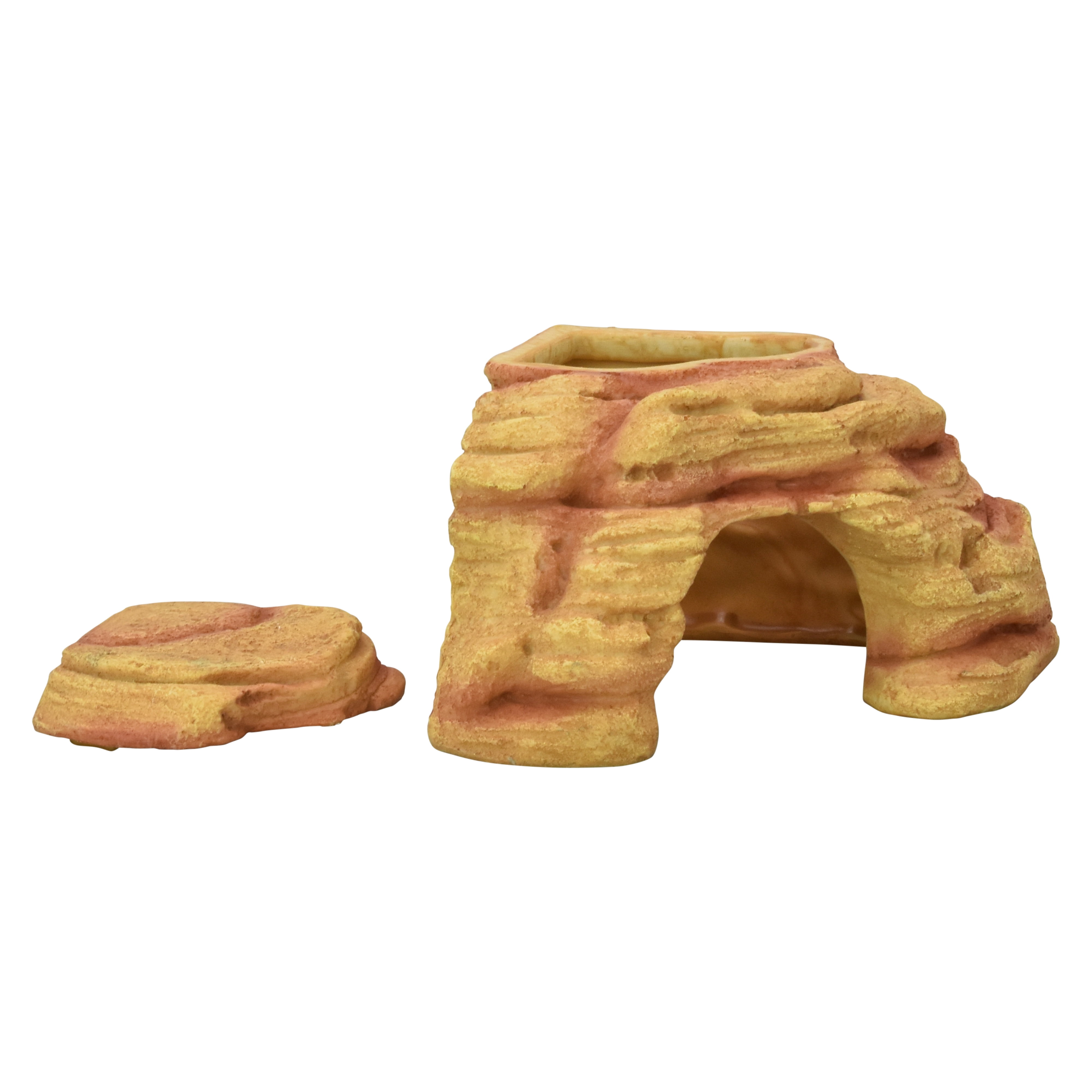 Komodo Adobe Corner Hideaway with Lid Decor for Reptile Terrarium Habitat